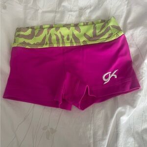 GK Hot Pink Athletic Shorts with Neon Lime Zebra Waistband